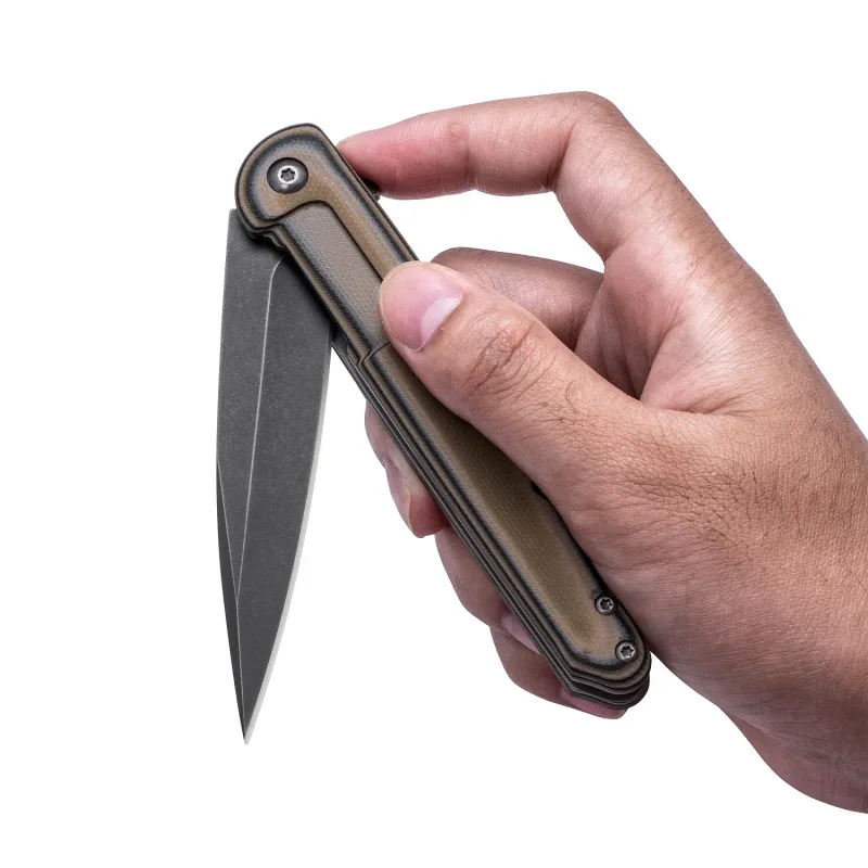 OOULORE Dragonfly EDC Pocket Knife With Flipper and G10 Handle (3.5″ Black Stonewshed D2 Steel Blade) OF127 - Image 3