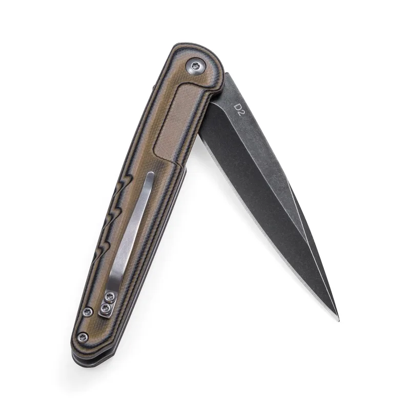 OOULORE Dragonfly EDC Pocket Knife With Flipper and G10 Handle (3.5″ Black Stonewshed D2 Steel Blade) OF127 - Image 4