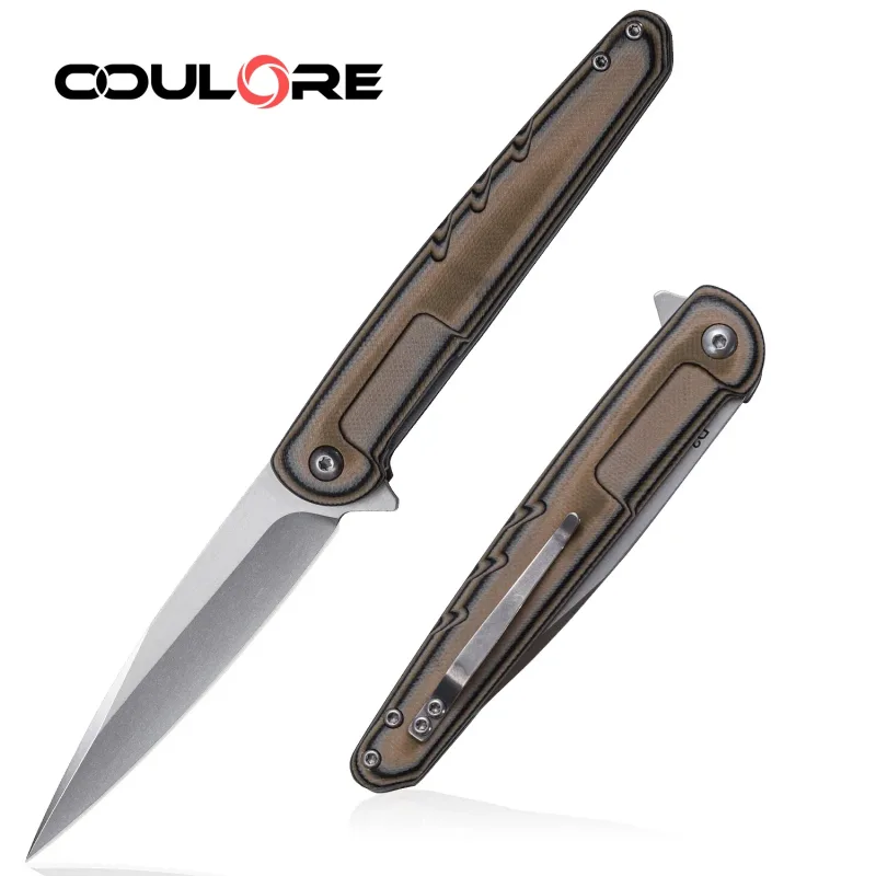 OOULORE Dragonfly EDC Pocket Knife With Flipper and G10 Handle (3.5″ Stonewshed D2 Steel Blade) OF127