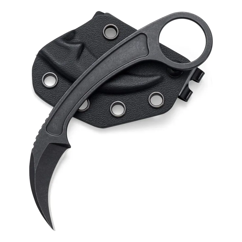 OOULORE Fixed Karambit Sharp Claw Knife Stainless Steel Handle (1.57″ Black Stonewshed 440C Blade) OK109 - Image 2