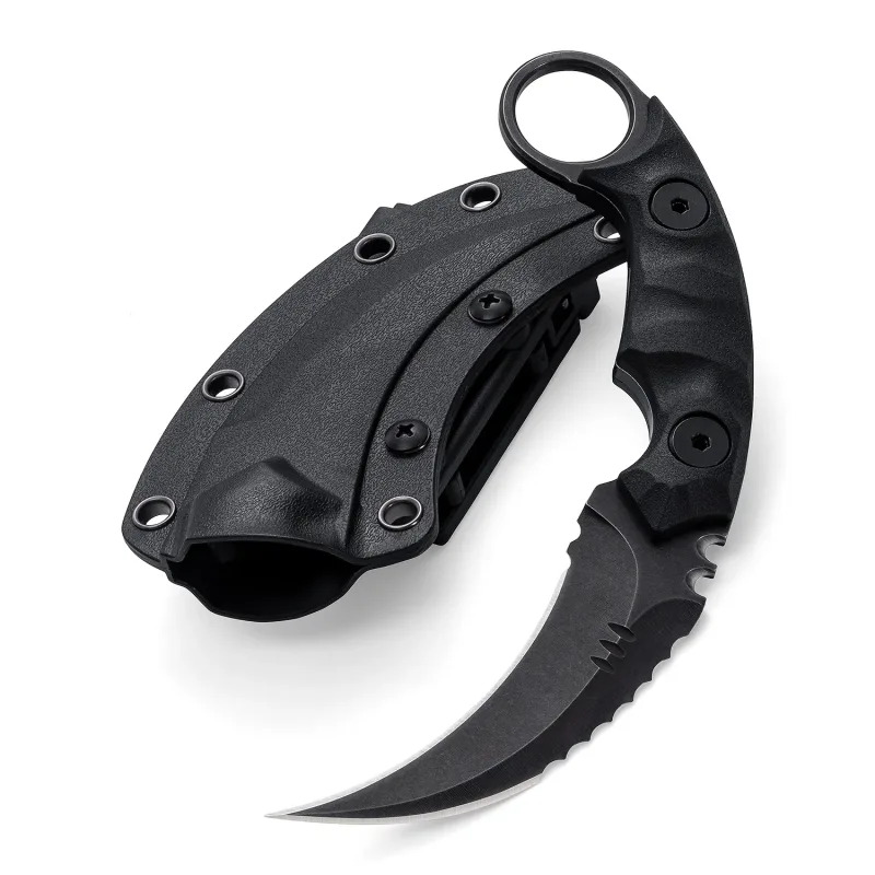 OOULORE Shadow Fury Blade Double edged Claw Knife Black G10 Handle (2.75″ Black Stonewshed D2 Blade) OK1212 - Image 2