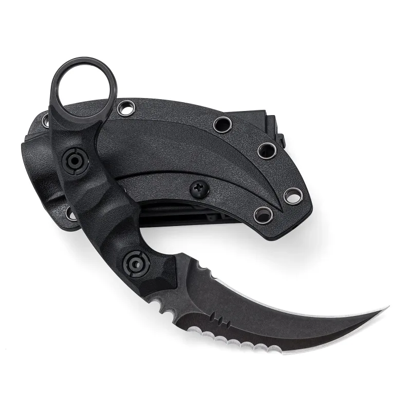 OOULORE Shadow Fury Blade Double edged Claw Knife Black G10 Handle (2.75″ Black Stonewshed D2 Blade) OK1212 - Image 3