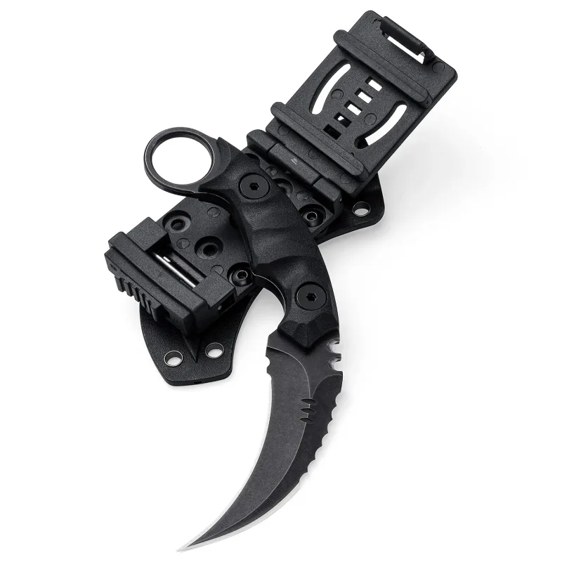 OOULORE Shadow Fury Blade Double edged Claw Knife Black G10 Handle (2.75″ Black Stonewshed D2 Blade) OK1212 - Image 4