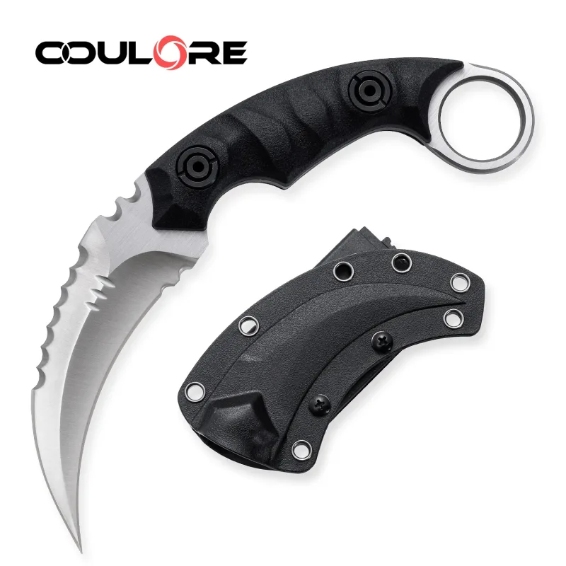 OOULORE Shadow Fury Blade Double edged Claw Knife Black G10 Handle (2.75″ Satin D2 Blade) OK1212