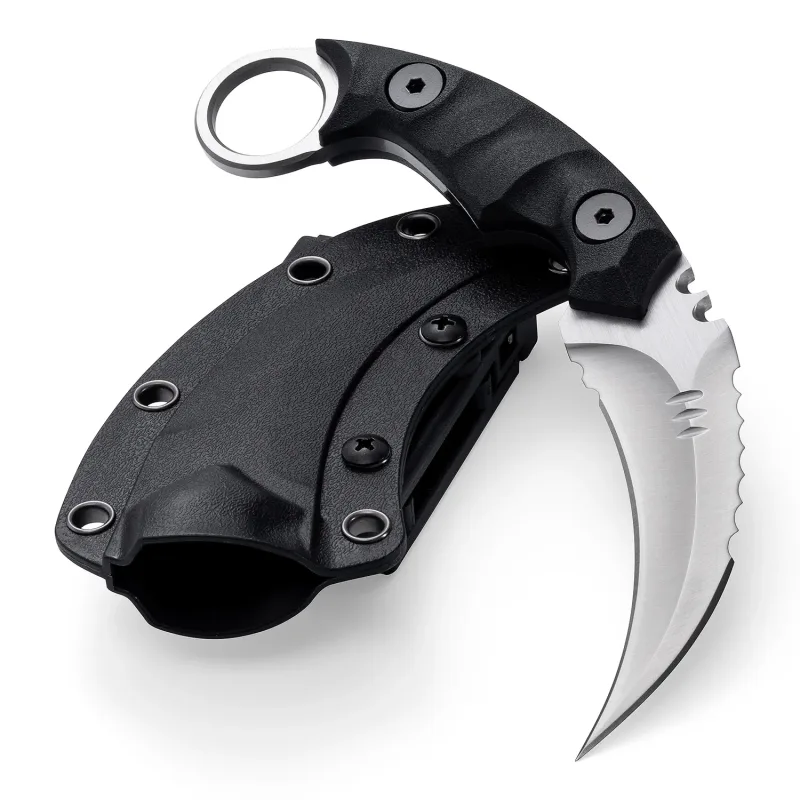 OOULORE Shadow Fury Blade Double edged Claw Knife Black G10 Handle (2.75″ Satin D2 Blade) OK1212 - Image 2