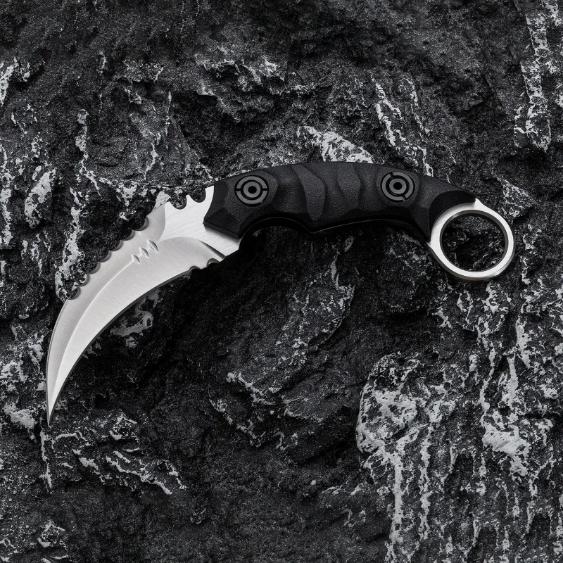 OOULORE Shadow Fury Blade Double edged Claw Knife Black G10 Handle (2.75″ Satin D2 Blade) OK1212 - Image 5