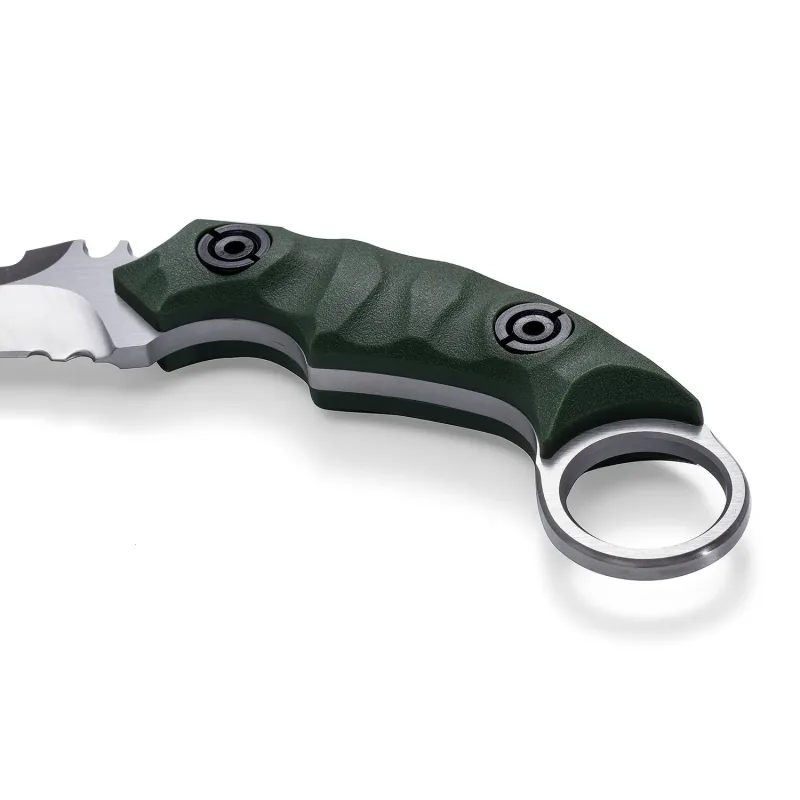 OOULORE Shadow Fury Blade Double edged Claw Knife Green G10 Handle (2.75″ Satin D2 Blade) OK1212 - Image 9