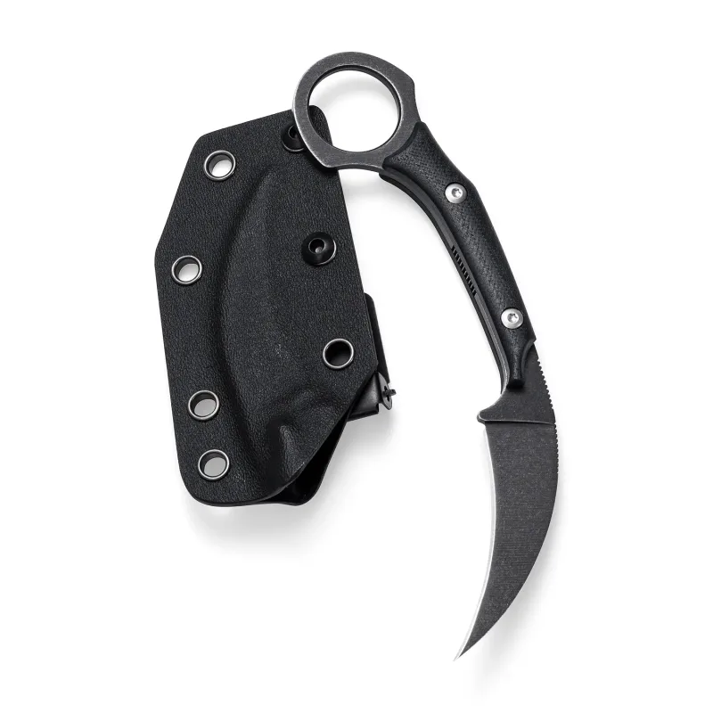 OOULORE Cat Claw Blade Karambit Claw Knife Black G10 Handle (2.36″ Black Stonewshed D2 Blade) OK1213 - Image 3