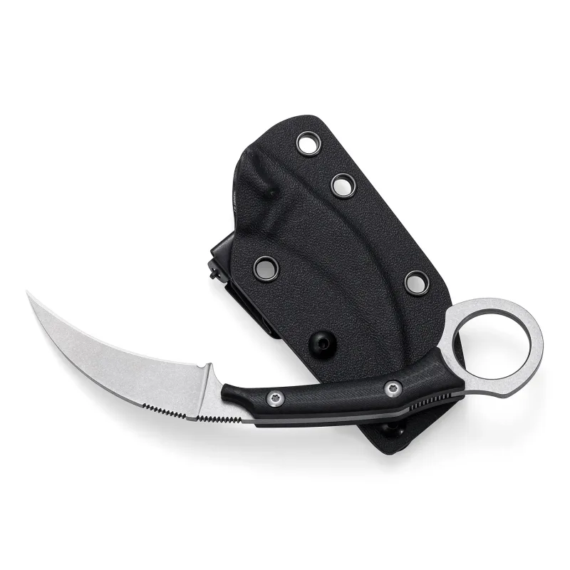 OOULORE Cat Claw Blade Karambit Claw Knife Black G10 Handle (2.36″ Stonewshed D2 Blade) OK1213 - Image 2