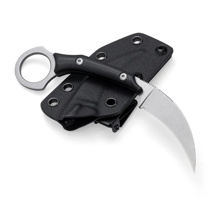 OOULORE Cat Claw Blade Karambit Claw Knife Black G10 Handle (2.36″ Stonewshed D2 Blade) OK1213 - Image 3