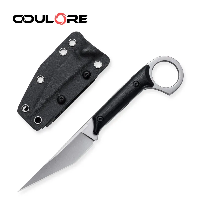 OOULORE Windshadow Raptor Sharp Straight Knife Black G10 Handle (3.34″ Stonewshed D2 Blade) OS1014