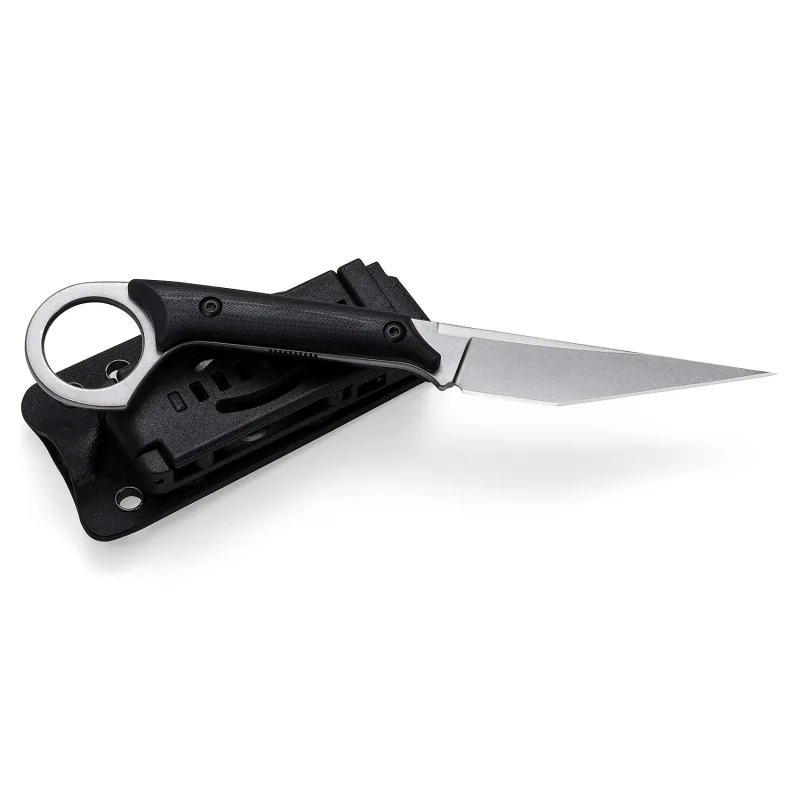 OOULORE Windshadow Raptor Sharp Straight Knife Black G10 Handle (3.34″ Stonewshed D2 Blade) OS1014 - Image 4