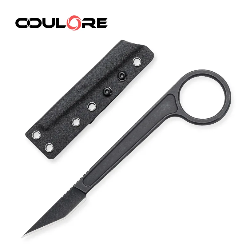 OOULORE Fixed Blade Knife, Stainless Steel Handle, with Kydex Sheath (1.57" Stonewshed 440C Blade) OS108